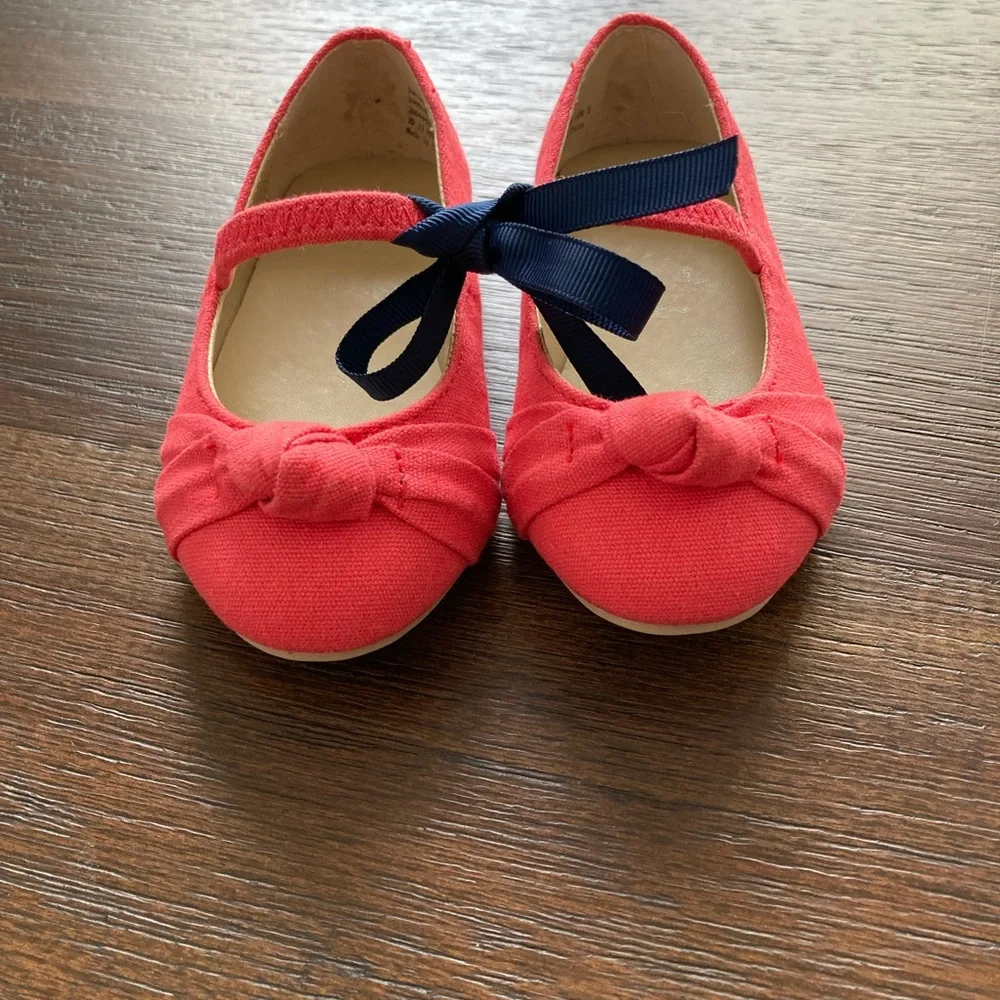 Janie And Jack Red fabric Mary Jane shoes 6